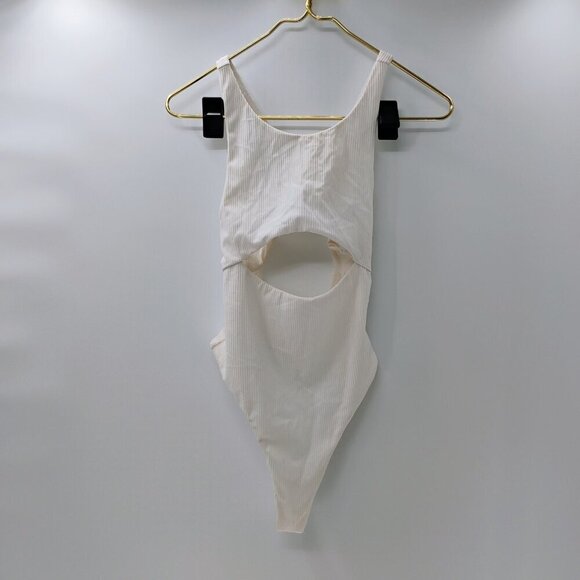 For Love and Lemons White Cut Out Ribbed Thong Bodysuit Medium Sexy Summer - Picture 11 of 15
